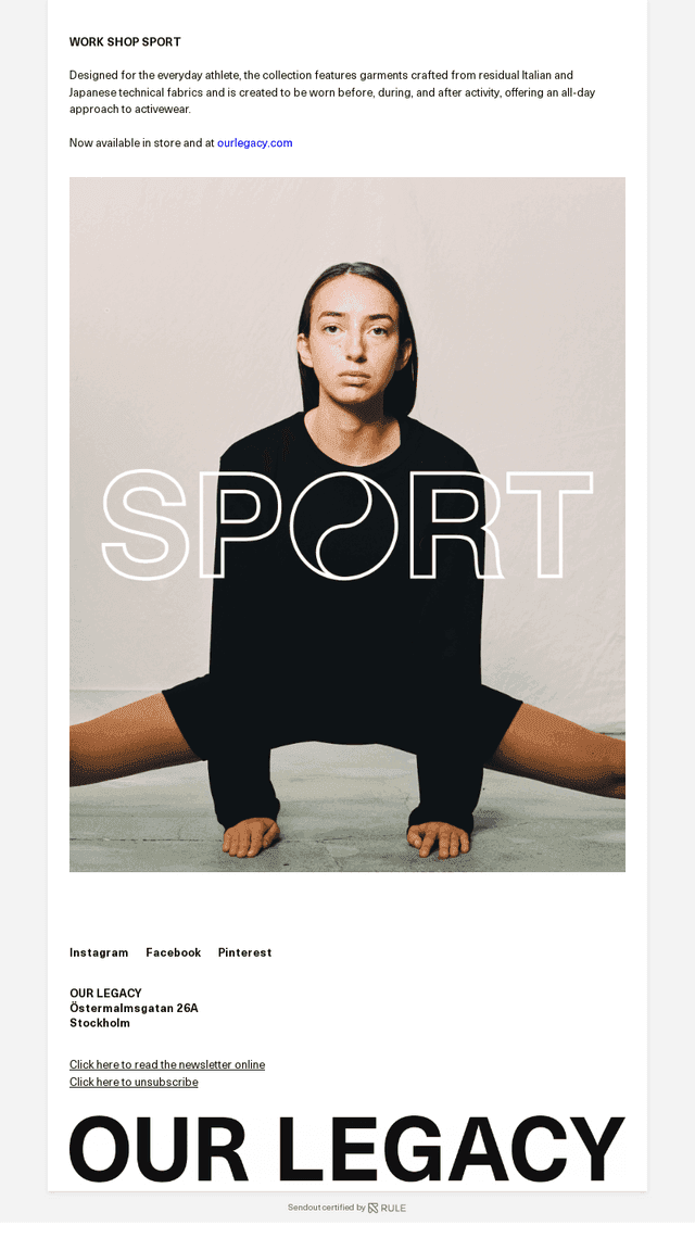 WORK SHOP SPORT - Now available