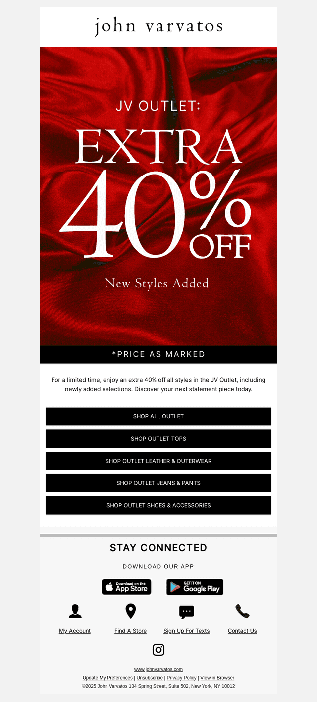 Extra 40% Off Newly Added Styles