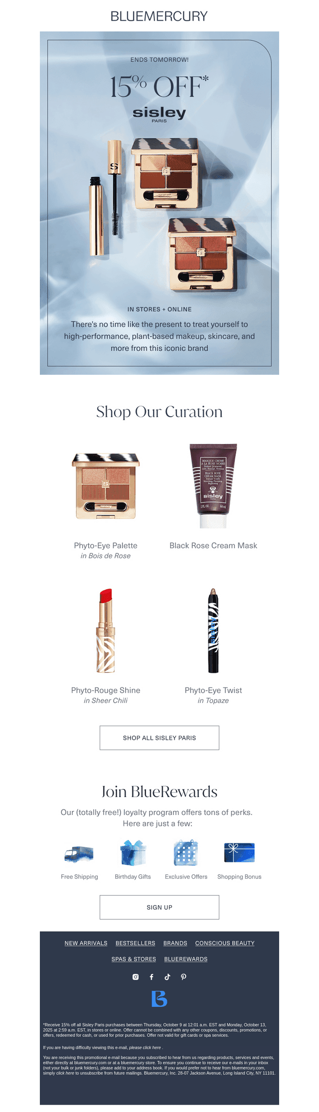 Don't miss 15% off Sisley Paris!