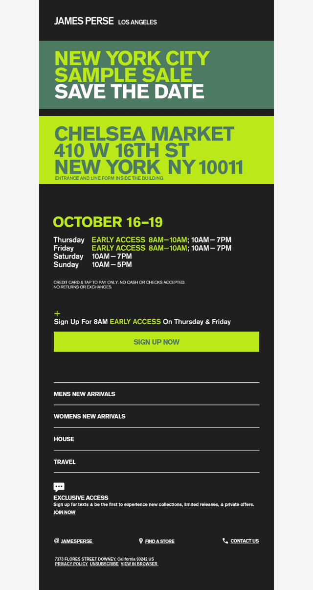NY Sample Sale - Get Early Access