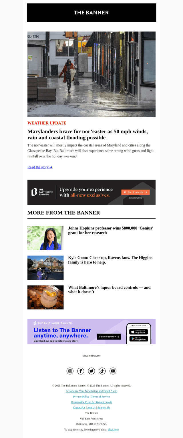 The Baltimore Banner email from Sat, Oct 11, 2025