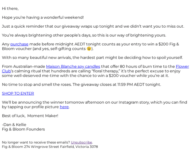 Fig & Bloom email from Sat, Oct 11, 2025