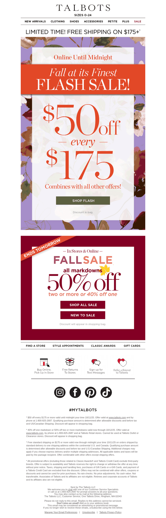 $50 off $175 + EXTRA 50% off 2+ markdowns ⚡ ENDS MIDNIGHT ⚡*