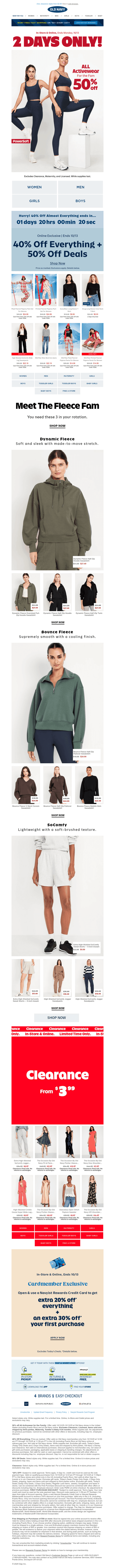 Move it! 50% off all activewear + EVERYTHING else is 40% off