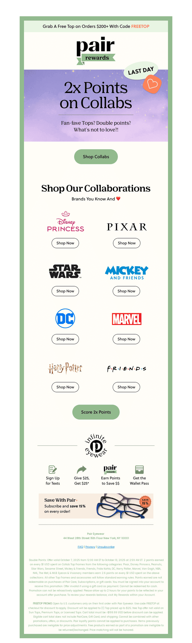 LAST DAY for 2x Points on Collabs