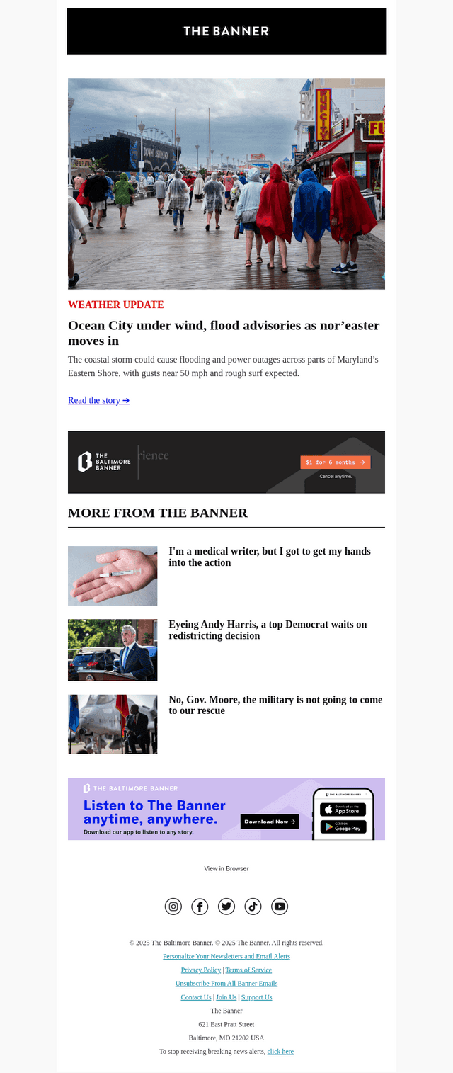 The Baltimore Banner email from Sun, Oct 12, 2025