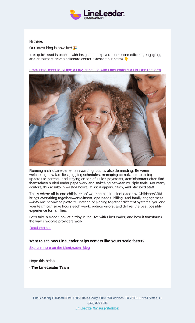 LineLeader email from Mon, Oct 13, 2025