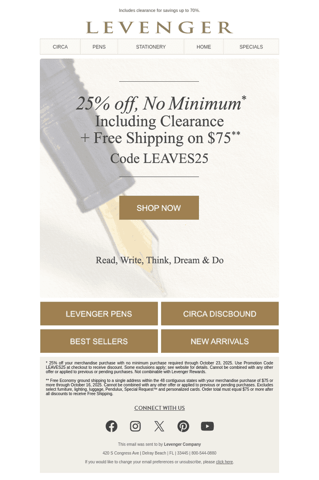Fall Savings. 25% off + Free Shipping.