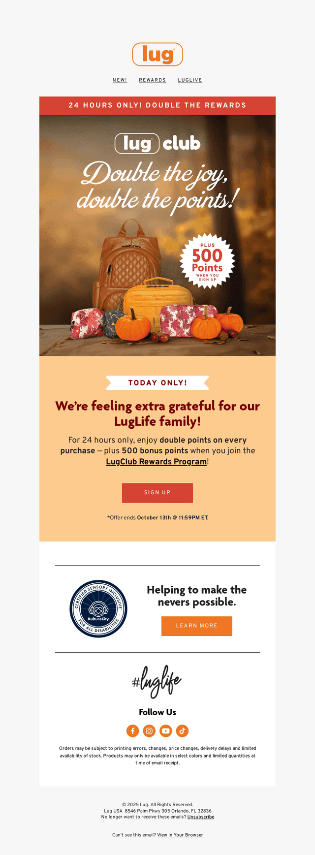 TODAY ONLY: Double Your Rewards!