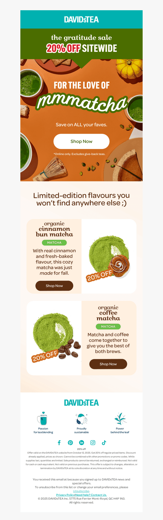 20% OFF matcha! Stock up ASAP