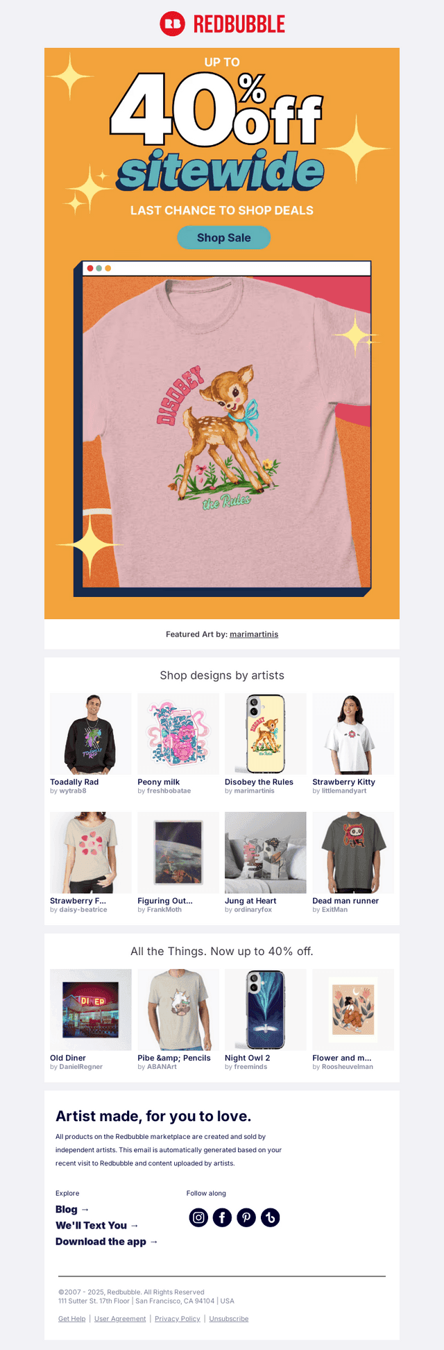 Last Call For Up To 40% Sitewide 📣