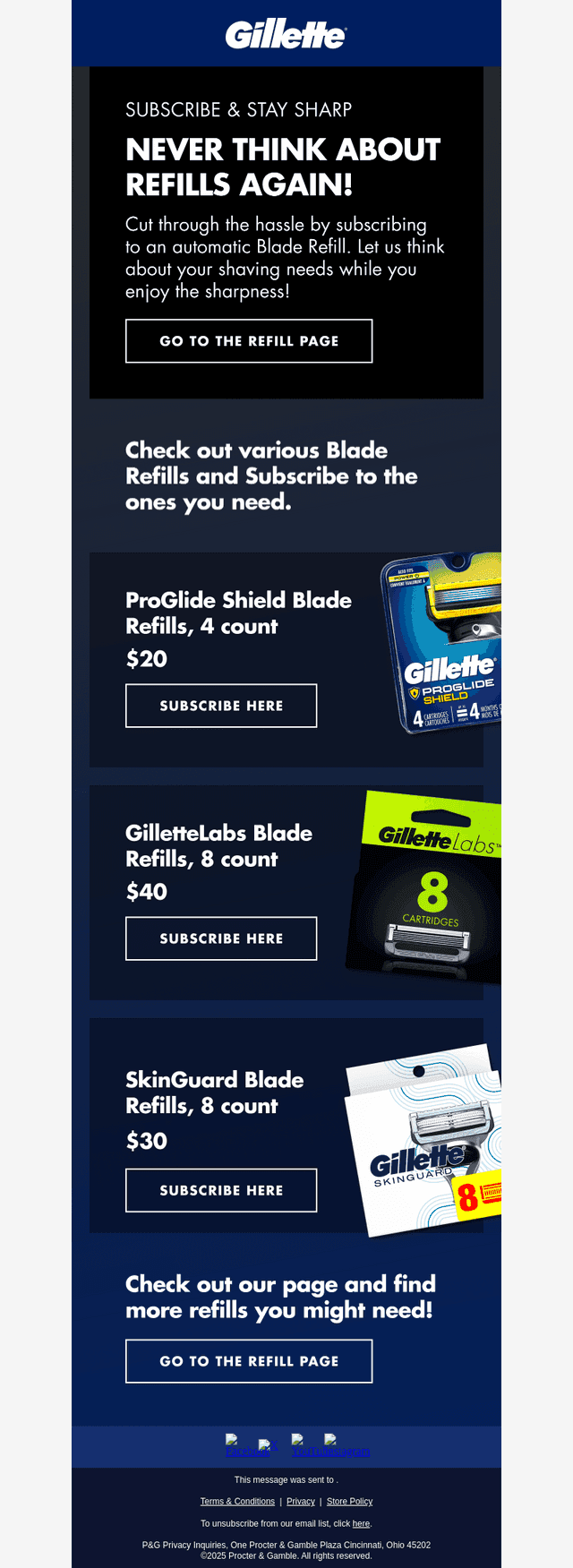 Reminder: Set up automatic blade refills today