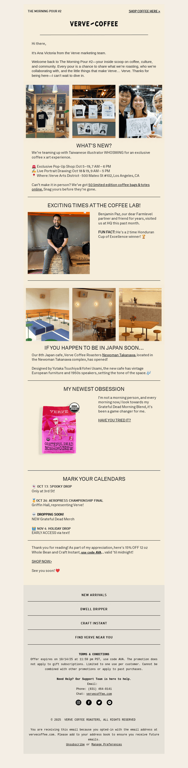 Cool events, special drinks, new drops...