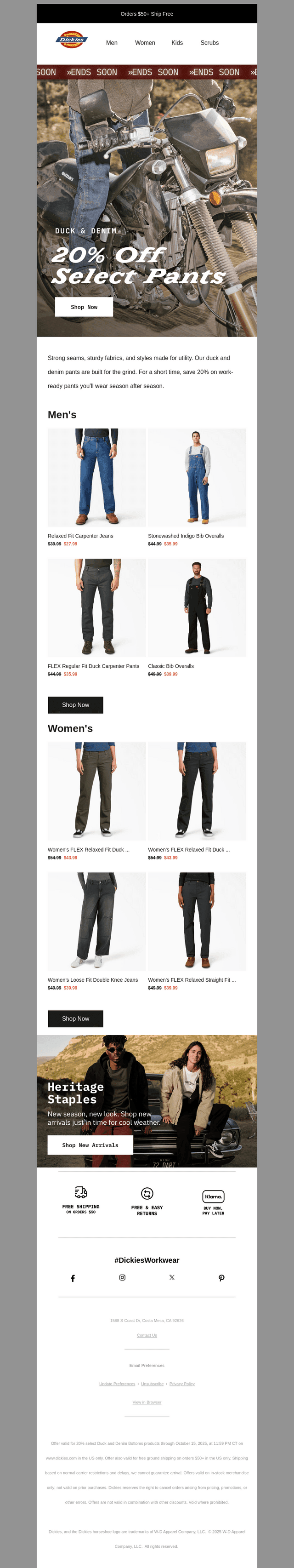 Ends Soon! 20% Off Duck & Denim