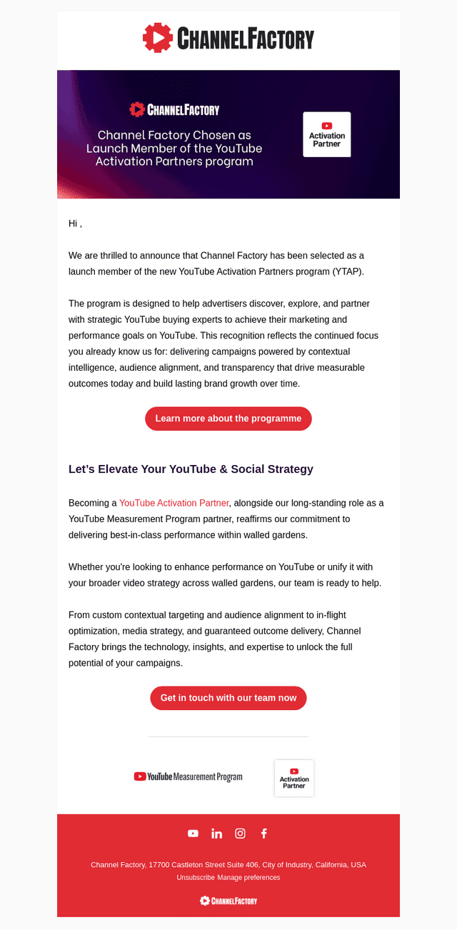 Channel Factory email from Tue, Oct 14, 2025