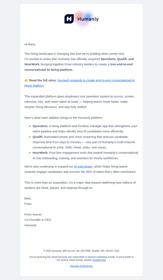 Humanly.io email from Tue, Oct 14, 2025