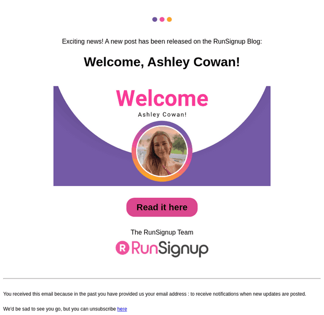 RunSignUp email from Tue, Oct 14, 2025