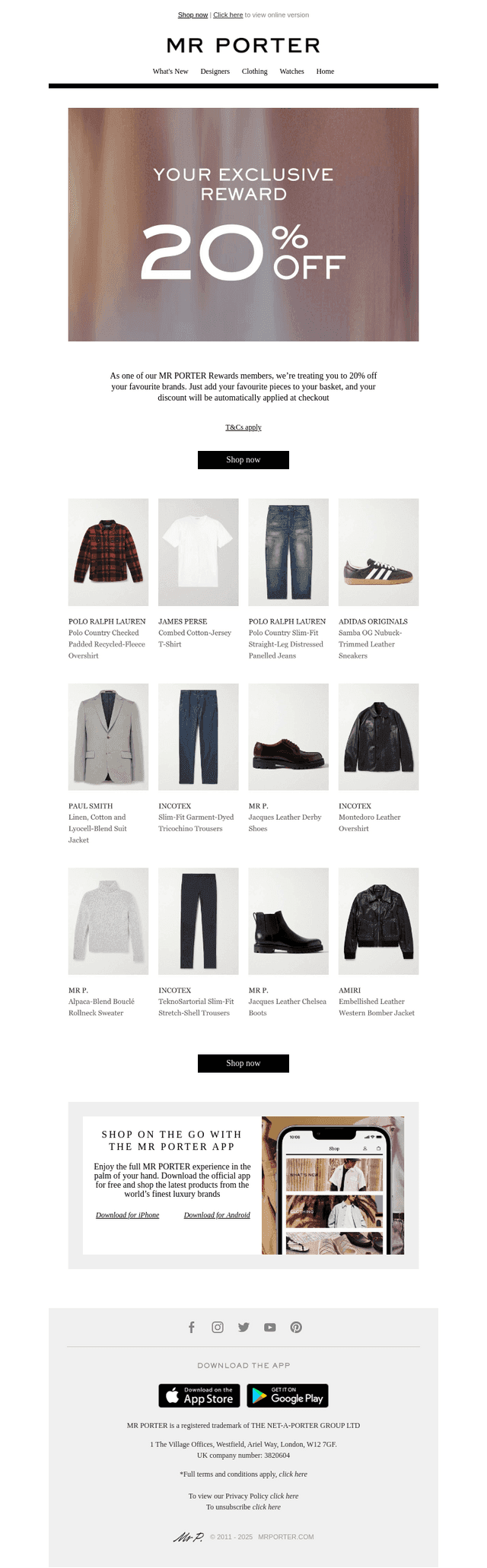 Your exclusive reward: 20% off