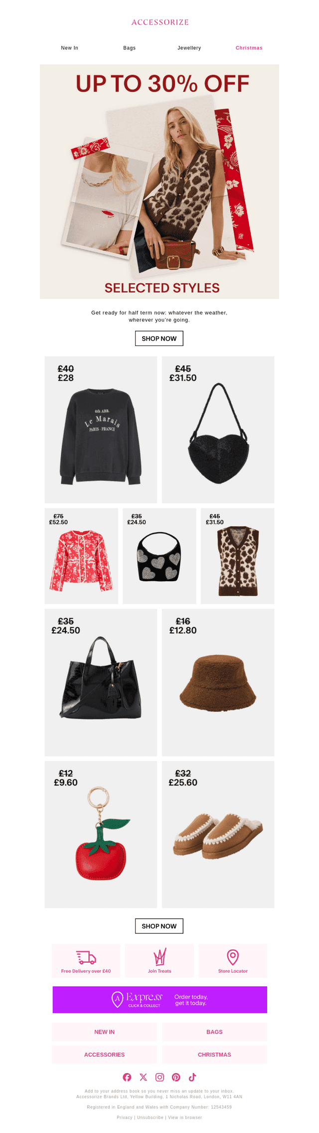 Up to 30% off Selected Styles starts now