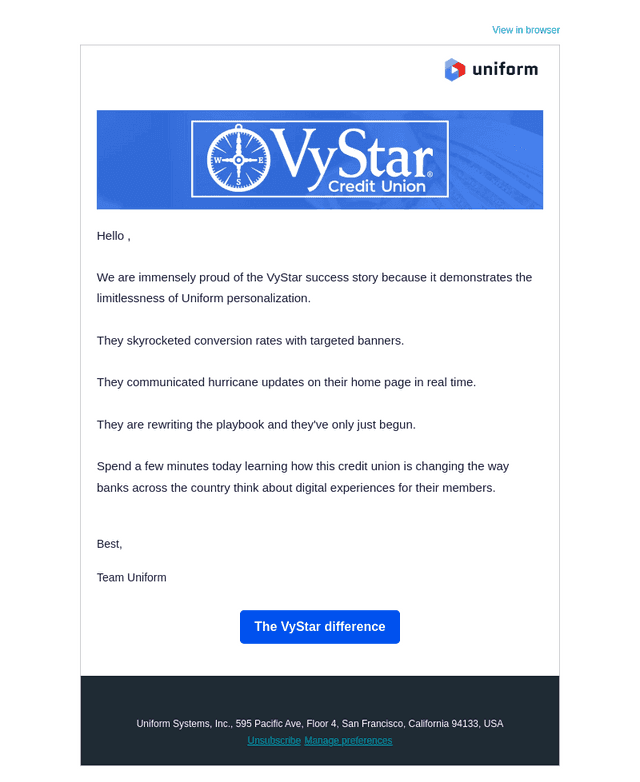 How VyStar uses personalization to win business