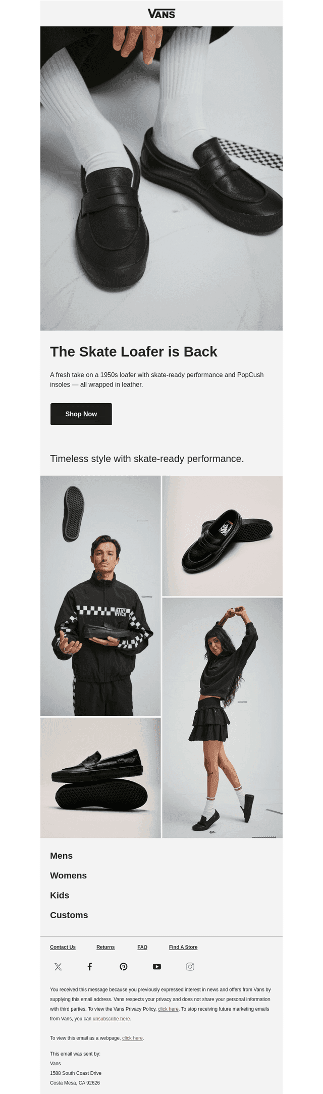 Vans email from Wed, Oct 15, 2025