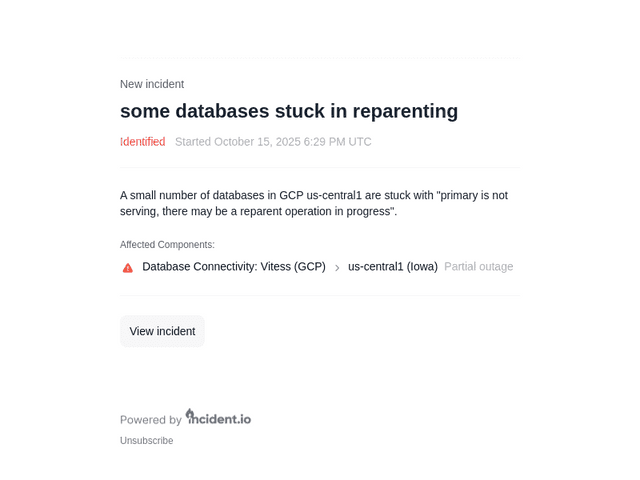 some databases stuck in reparenting