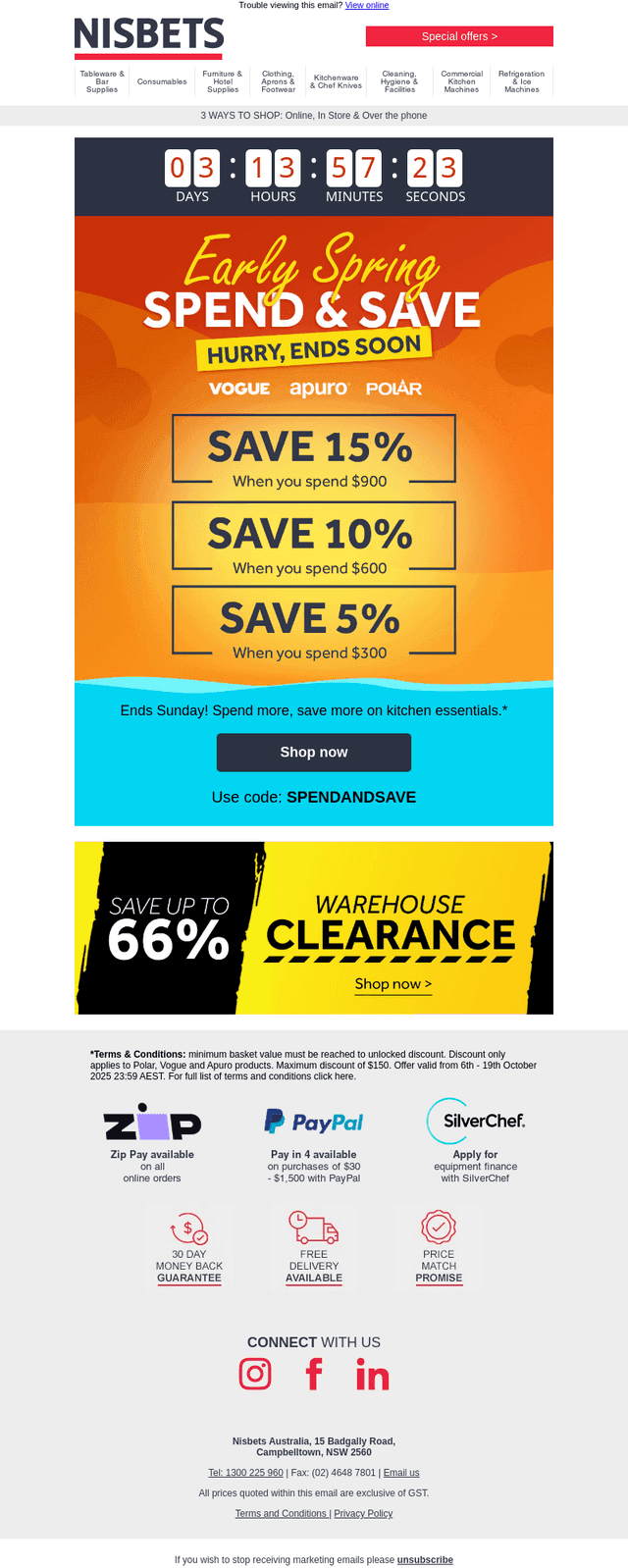 Final days - Spend & Save ends Sunday