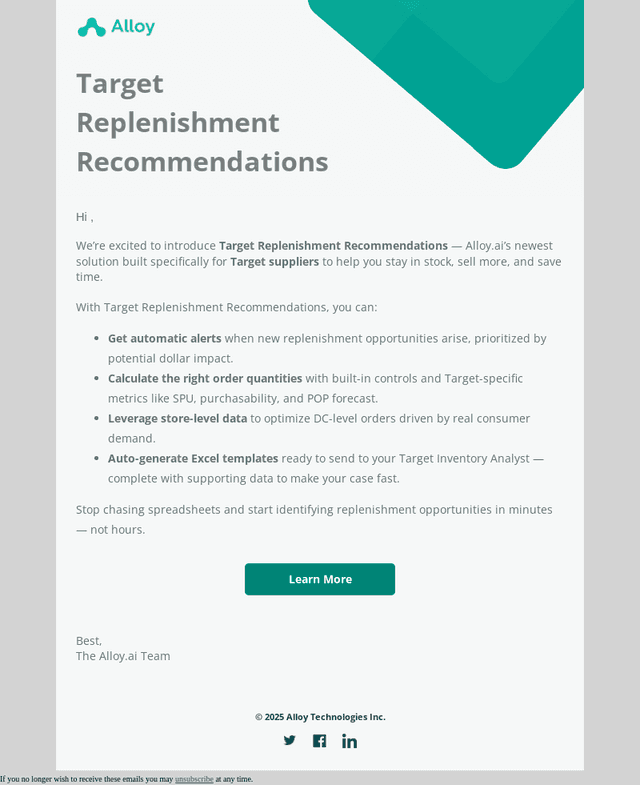 Alloy.ai email from Thu, Oct 16, 2025
