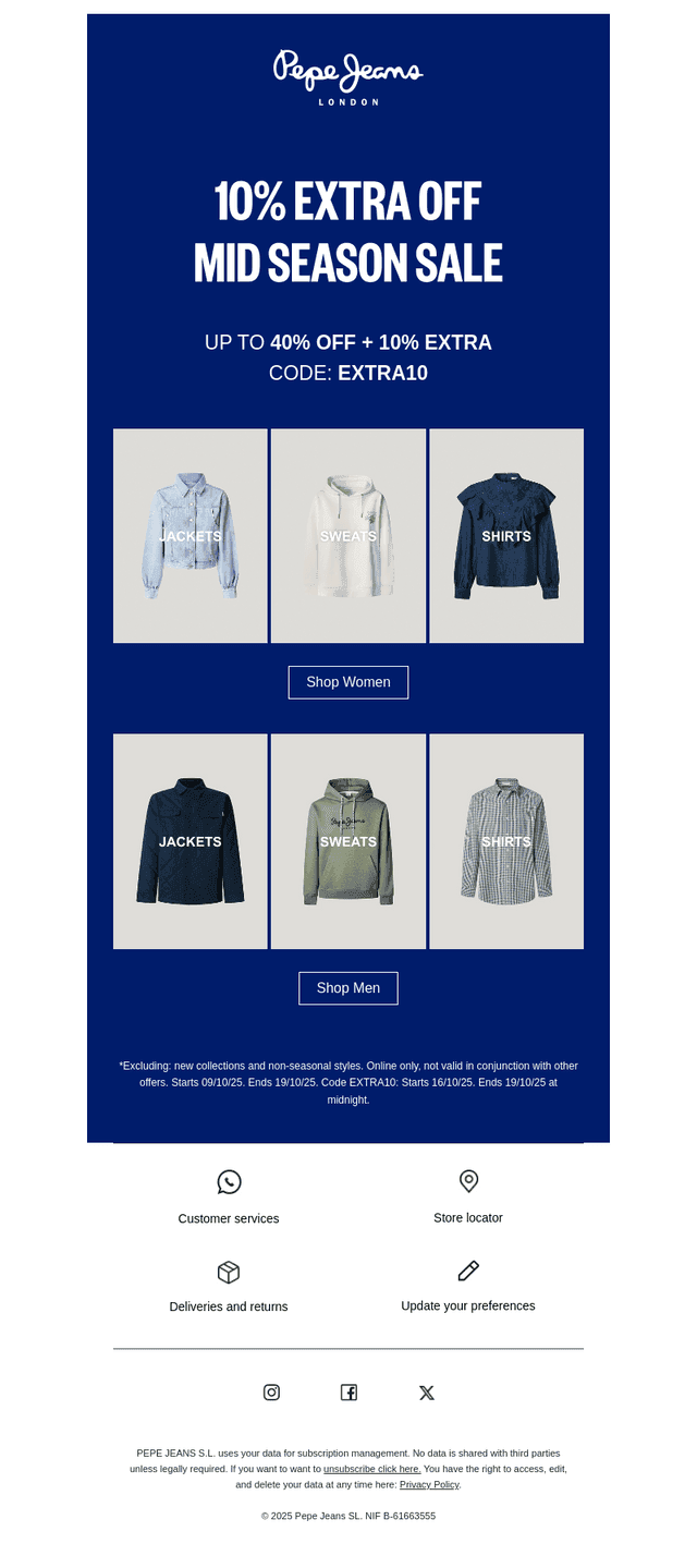 Up to 40% off + 10% extra