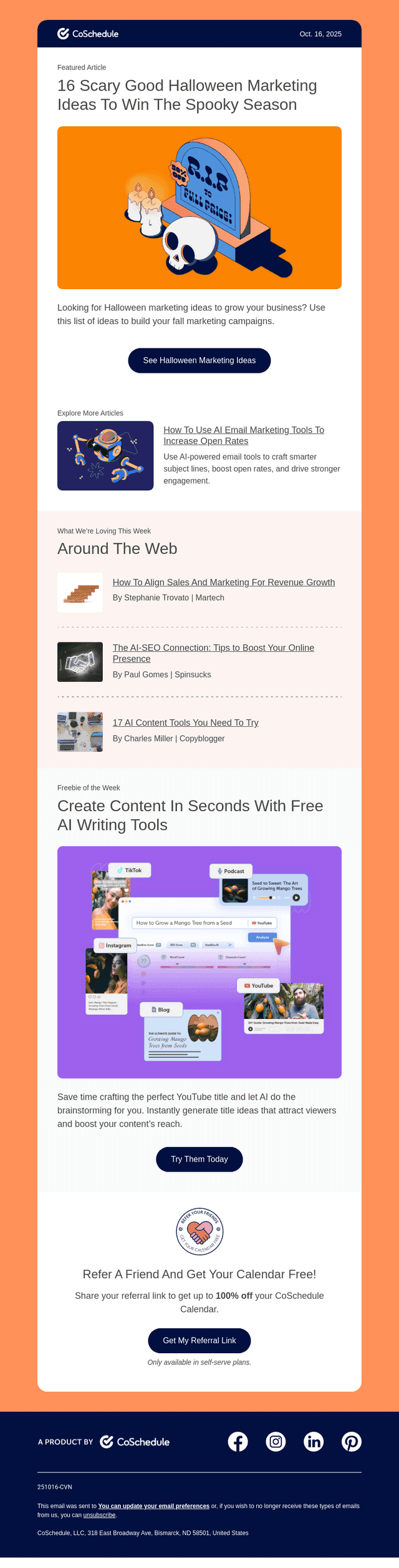 CoSchedule email from Thu, Oct 16, 2025
