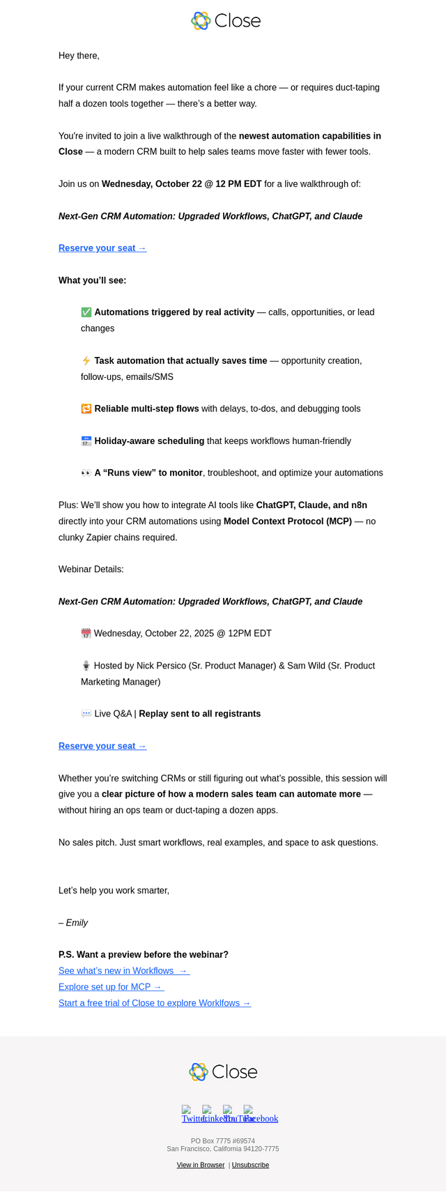 Close email from Thu, Oct 16, 2025