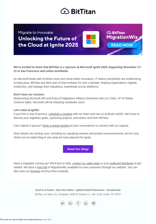 Meet BitTitan at Microsoft Ignite 2025!