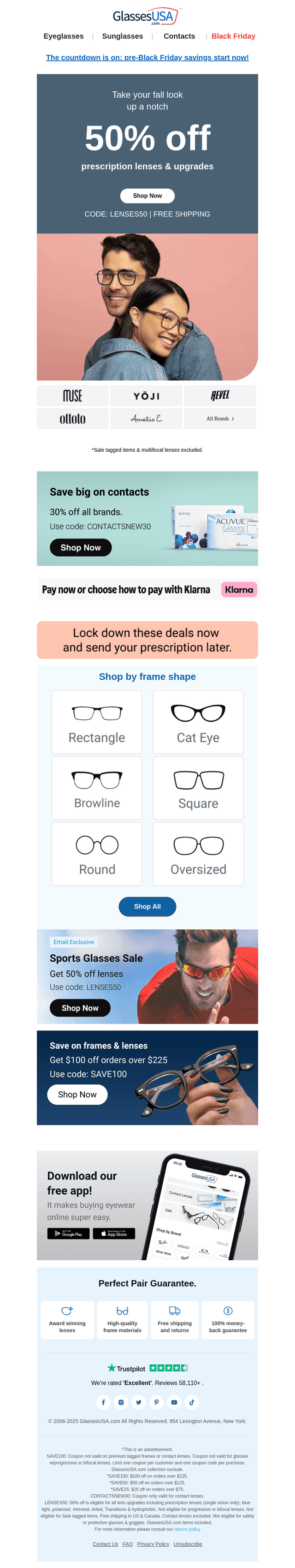 Glasses USA email from Fri, Oct 17, 2025
