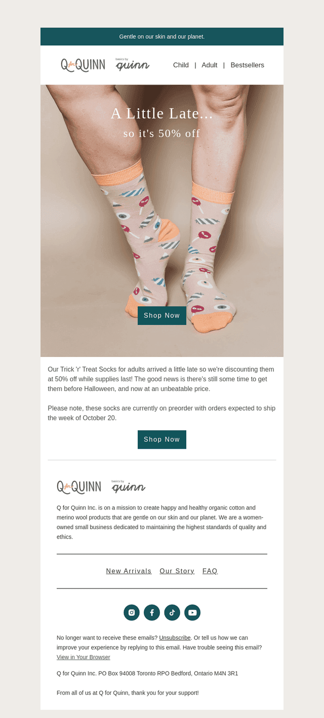 Late Arrival = 50% Off!