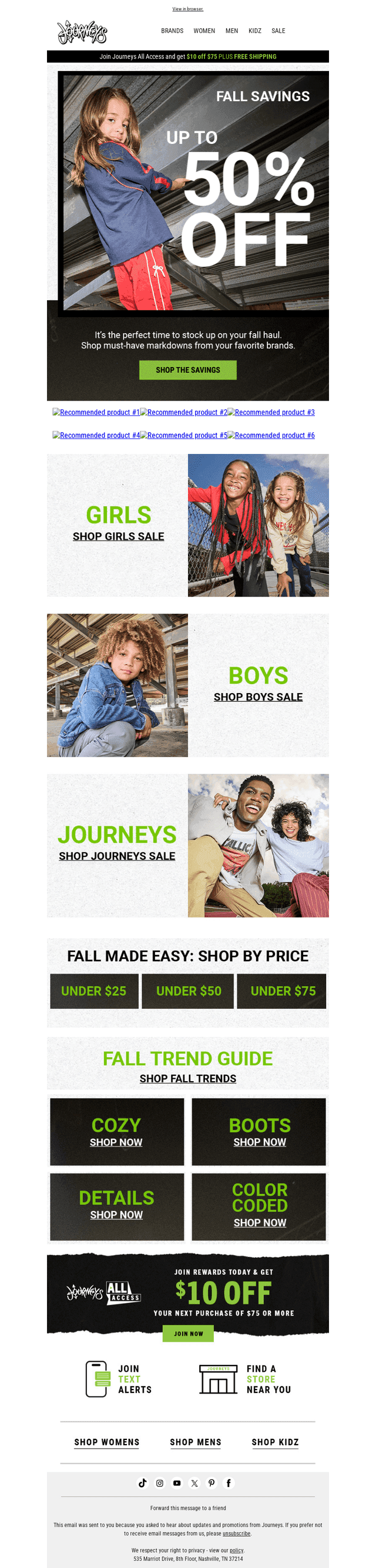 Fall savings up to 50% off