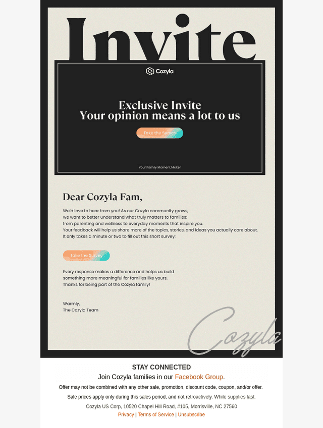 Cozyla email from Fri, Oct 17, 2025