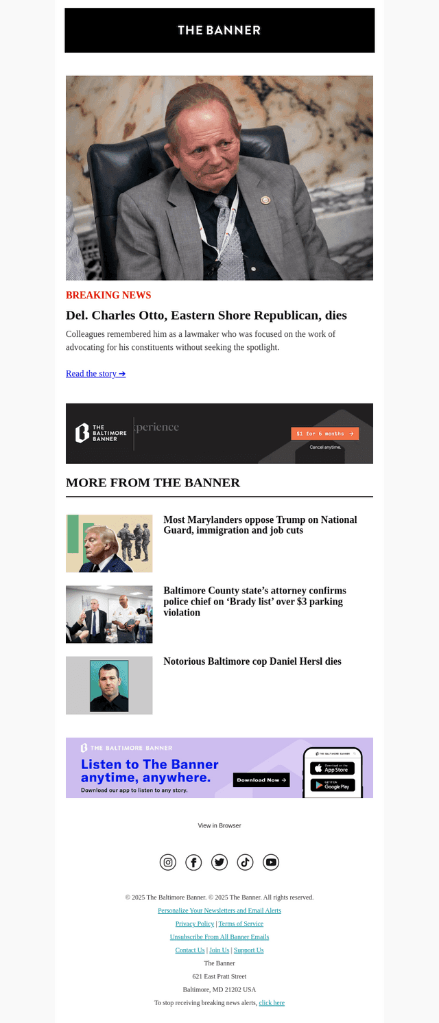 The Baltimore Banner email from Fri, Oct 17, 2025