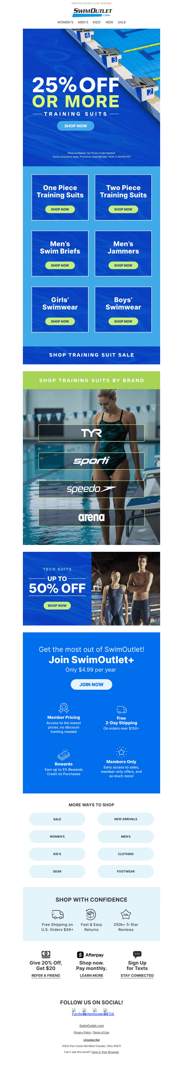 25% Off or More on Training Suits 🏊‍♀️