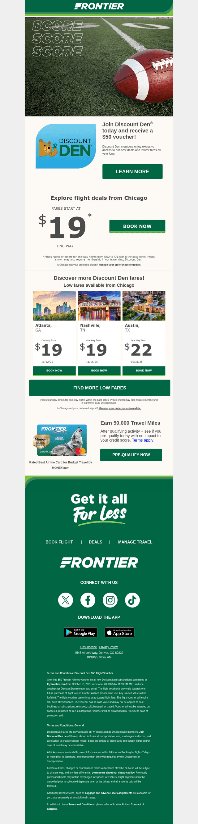 Kickoff savings: get a $50 flight voucher!