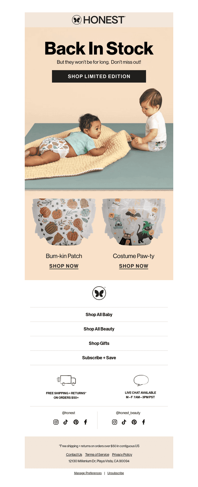 Honest Company email from Sat, Oct 18, 2025