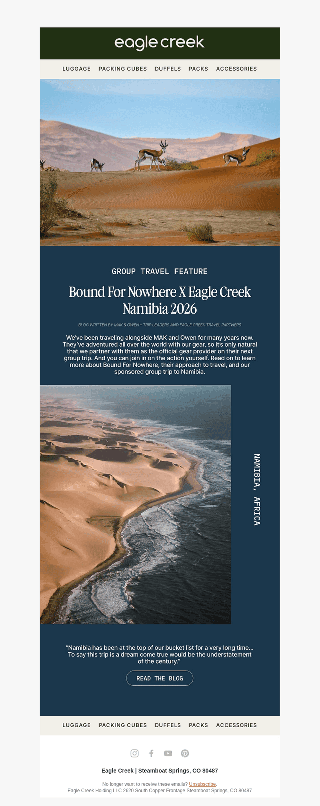 Join Eagle Creek and Bound For Nowhere in Namibia