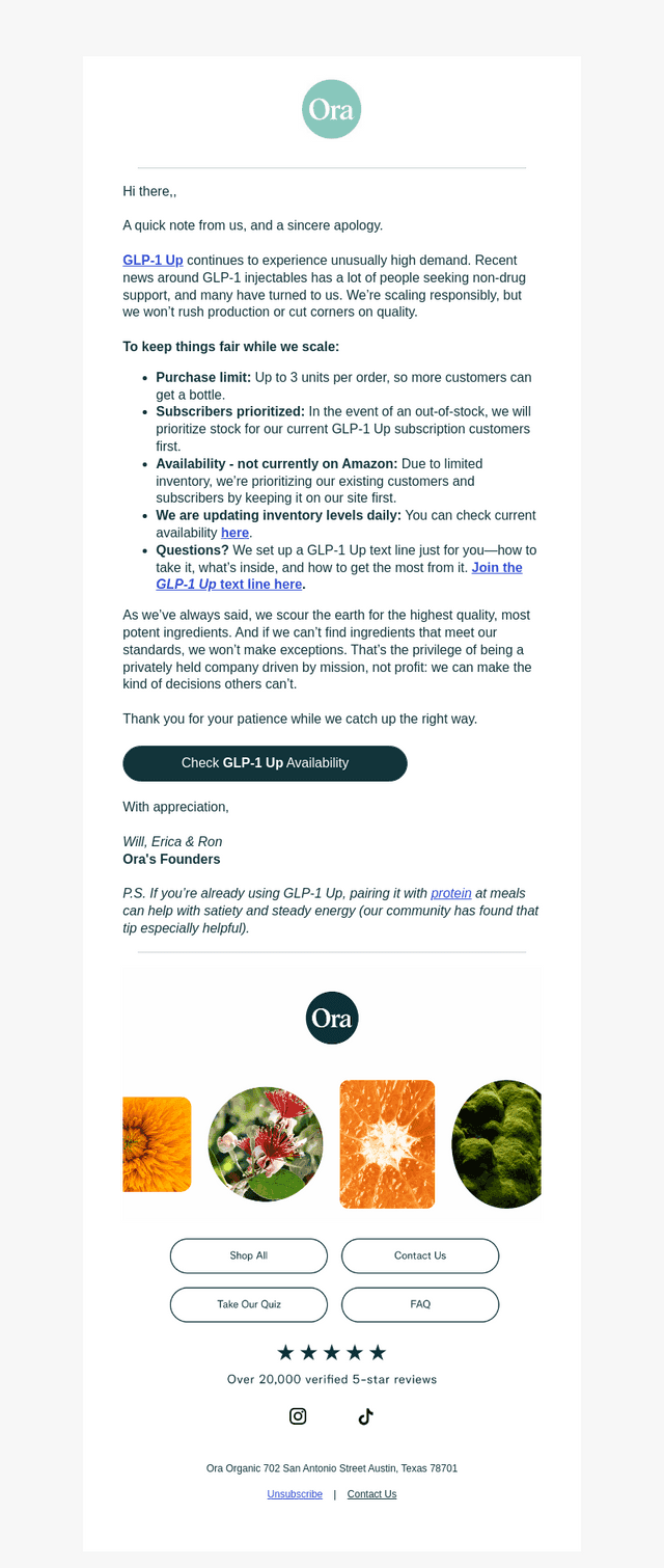 Ora email from Sun, Oct 19, 2025