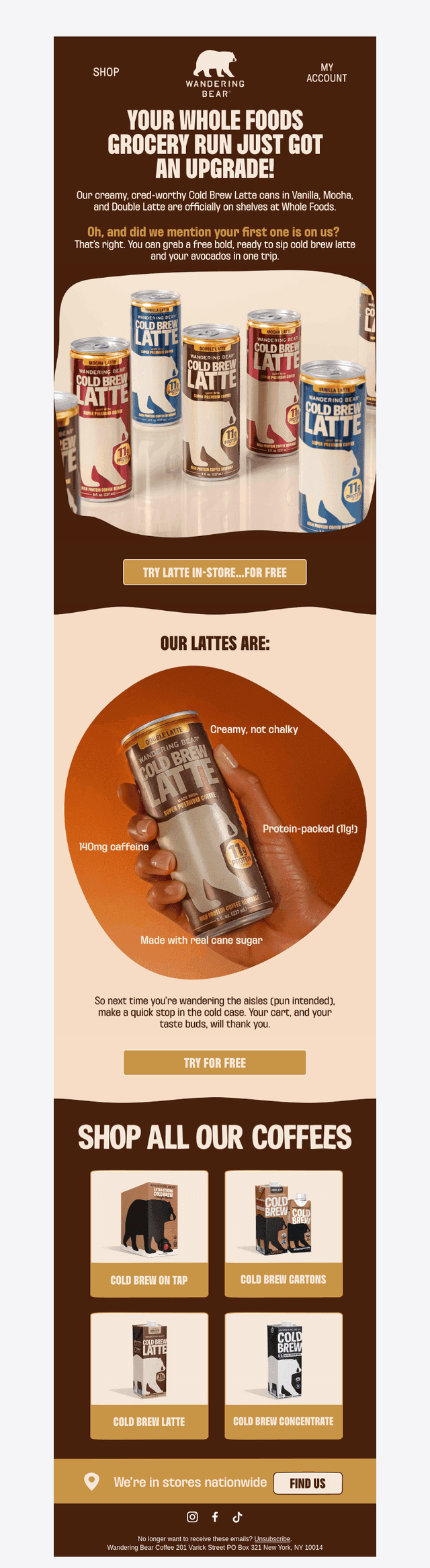 Wandering Bear Coffee email from Sun, Oct 19, 2025