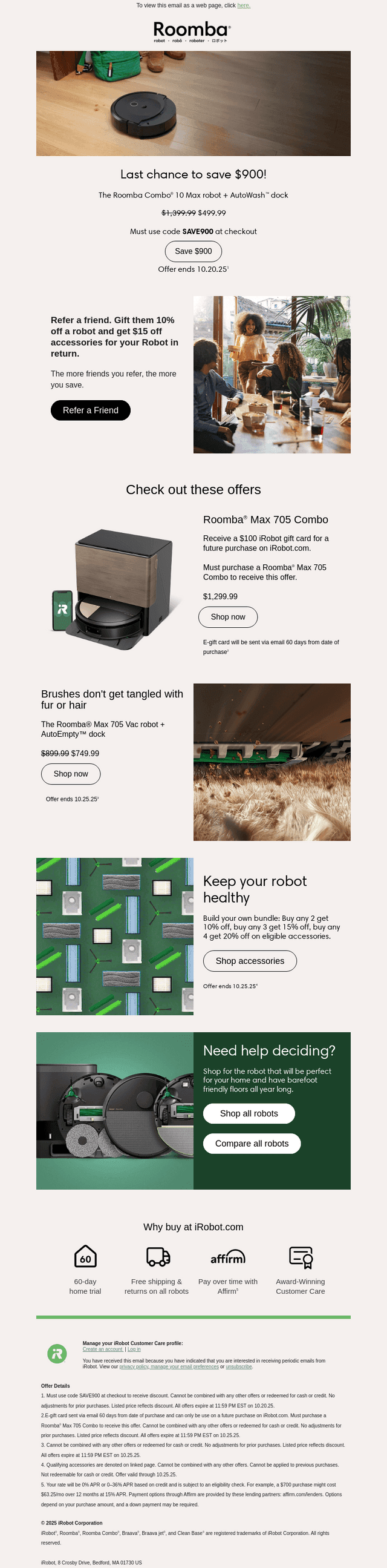 iRobot email from Sun, Oct 19, 2025
