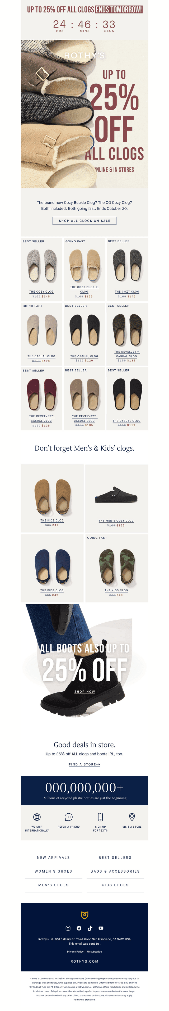 ENDS TOMORROW: Clogs up to 25% off!