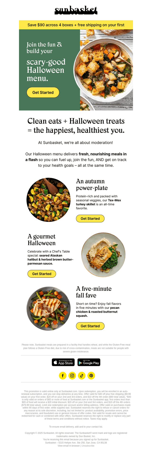 Sun Basket email from Mon, Oct 20, 2025