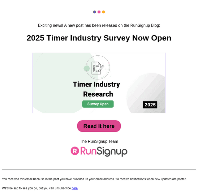 New Post! - 2025 Timer Industry Survey Now Open