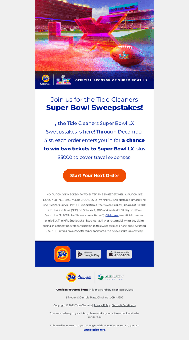 Tide Cleaners email from Tue, Oct 21, 2025