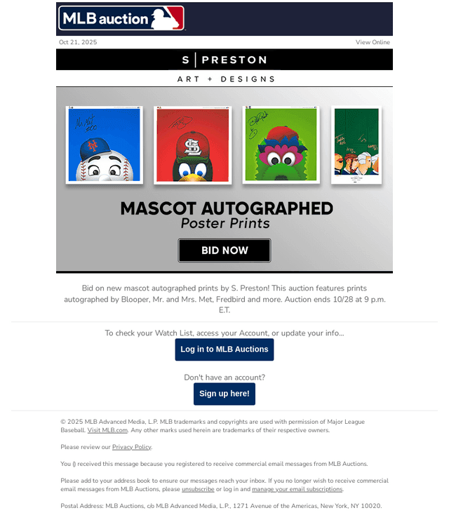 S. Preston Mascot Autographs are live!