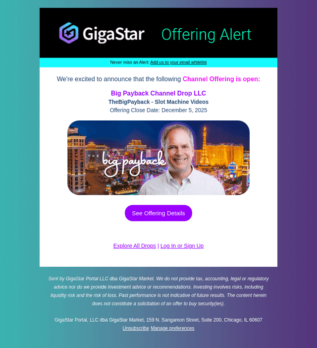 GigaStar email from Tue, Oct 21, 2025
